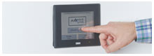 Close-up of the user-friendly touchscreen controls on the MaxAssure UV-MAX Room Air Disinfector