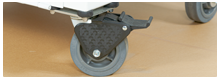 Close-up of the swivel locking caster wheels on the UV-MAX ULTRA